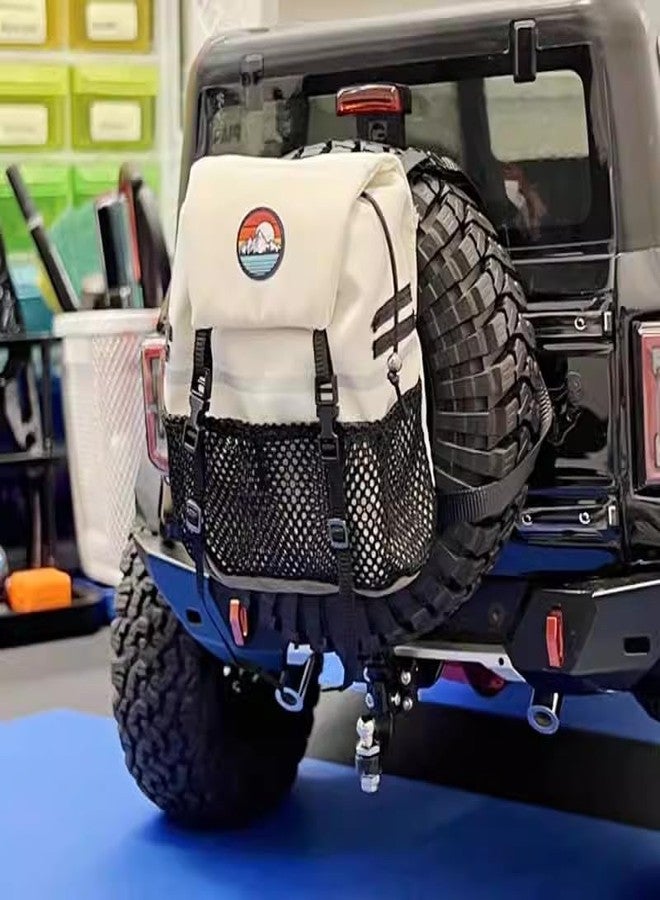 RCJUMPANT Rc Simulation Backpack Shovel Storage Bag Luggage Bag Handbag Decoration for 1/8 1/10 RC Crawler Car Axial SCX10 TRX4 D90-RC Crawler Car Accessories (Backpack with Shovel-White) - Image 5